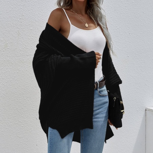 Cozy Rust Brown Dolman Sleeve Open Front cardigan - Picture 6 of 8